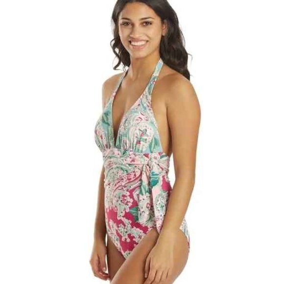 Carmen Marc Valvo Swim | Paisley Scarf Tie One Piece - Picture 3 of 4